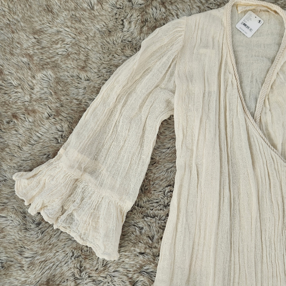 Free People Jen's Pirate Booty Casablanca Ruffle Duster Natural Ivory Size XS/S - Picture 7 of 16